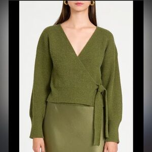 Wayf Olive Green Wrap Sweater